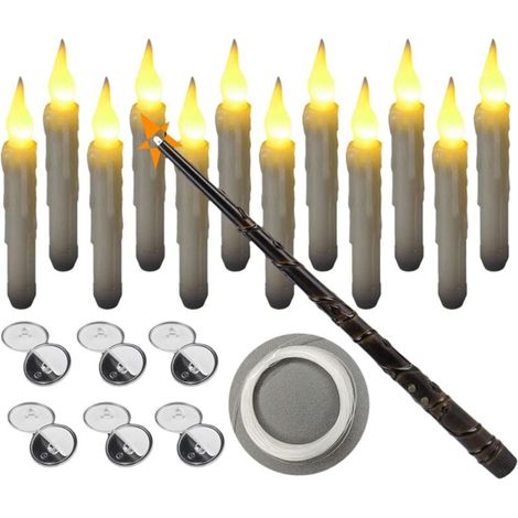 12 schwimmende Kerzen mit magischer Fernbedienung, flammenlos, zum Aufhängen für die Weihnachtsdekoration (1/4)