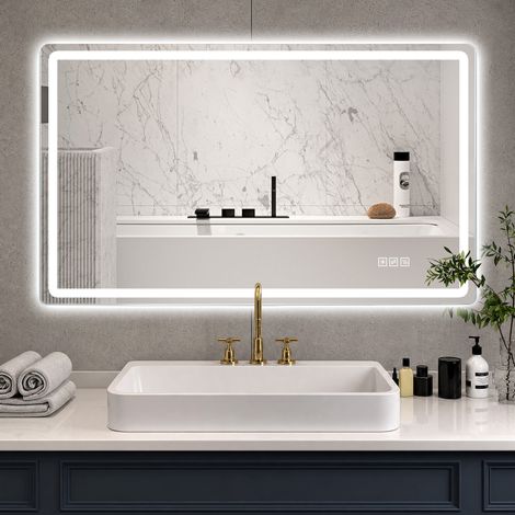 Specchio LED da bagno 60 x 120 cm senza cornice, antiappannamento, dimmerabile, DESVIAE (1/5)