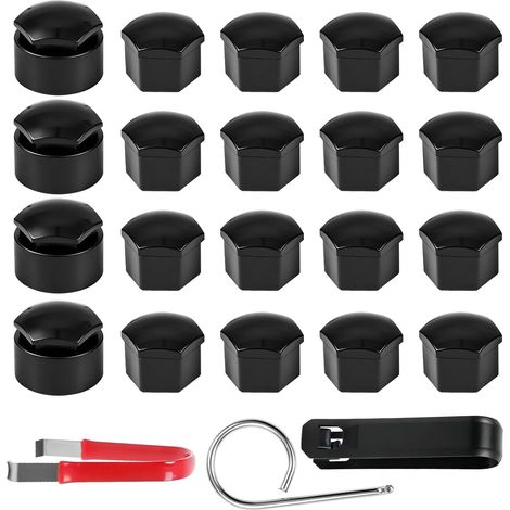 20pcs Cache Ecrou 17mm Voiture avec Cache Écrou Antivol Noir Cache Boulon (1/5)