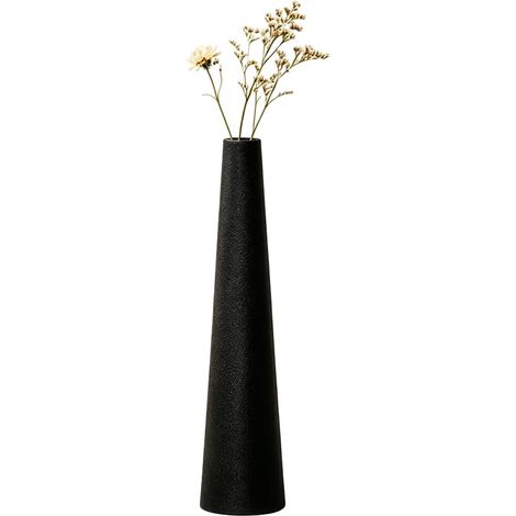 Vase conique noir en céramique givrée à tige unique - Vase fin - Petit bourgeon décoratif - Décoration d'intérieur - Centre de table pour table, chambre, bureau (1/5)