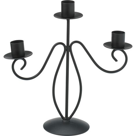 Kerzenleuchter, schwarz, 3-armig