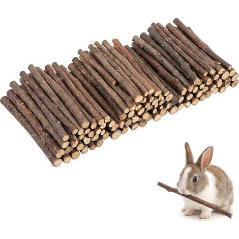 150 g Rabbit Toy Apple Wood Chew Sticks, 3 x 50 g Natural Apple Branches (10 cm) for Dwarf Rabbit, Hamster, Guinea Pig, Chinchilla, Molar Accessory and Dental Care (1/5)