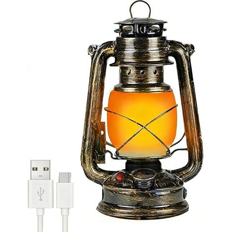 Laterne, LED, Flammeneffekt, Metall, 3 Modi, USB-C, Camping, Garten (1/5)