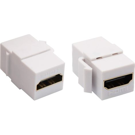 HDMI Keystone Connecteur, Plaqué Or HDMI Femelle vers Femelle Keystone Insert Jack 3D 4K Adaptateur pour Plaque Murale Panneau Audio Video Blanc 2 Pack (1/5)