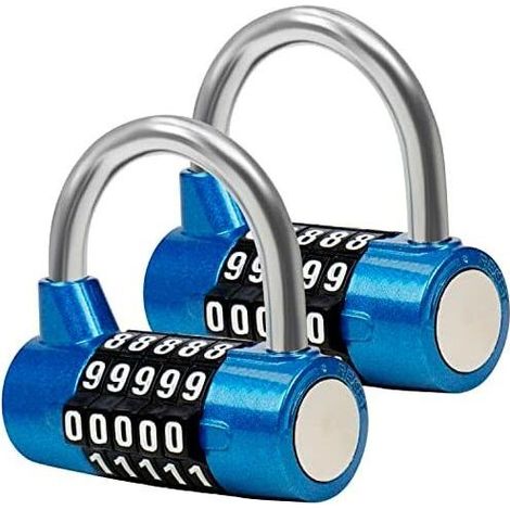 CSPARKV (Lot de 2) Cadenas Code à 5 Chiffres Bleu - 656530cm - Intérieur/Extérieur Réinitialisable et Imperméable - Cadenas Casier de Gym, Travail et Ecole, Portes, Clôtures et Abris (1/5)