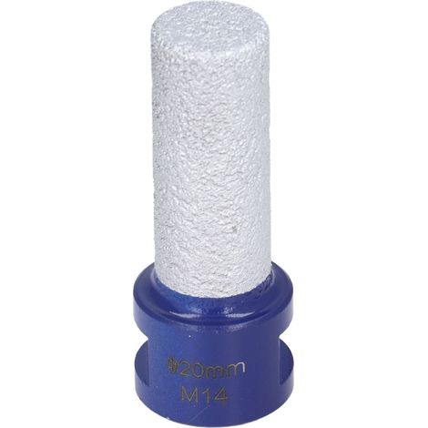 Fraise en bout à profil diamant, brasée sous vide, filetage M14 pour céramiques dures, 20 mm (1/5)