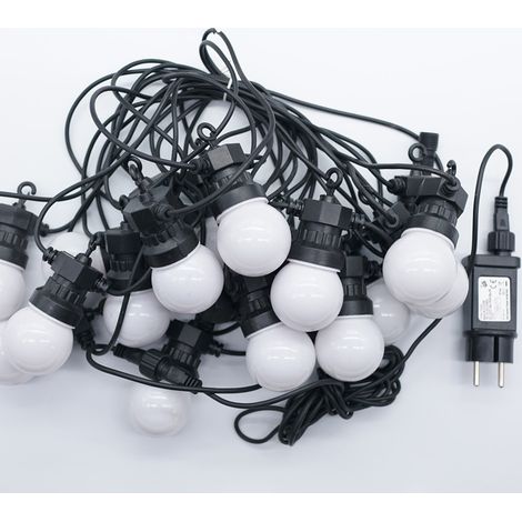 Guirnalda de luces LED G50 de colores cálidos, resistente al agua y de bajo voltaje, iluminación ambiental para acampar al aire libre, decoración navideña, iluminación de 10 m20 con adaptador.
