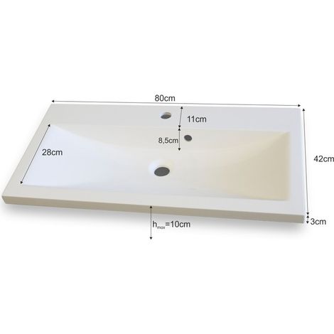 Lavabo 80cm colección RAVEN, color blanco