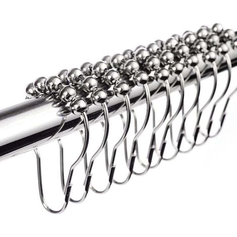 Crochets Anneaux de Rideau de Douche en Acier Inoxydable Chromé -12pcs LangRay-RAPANDA (1/5)