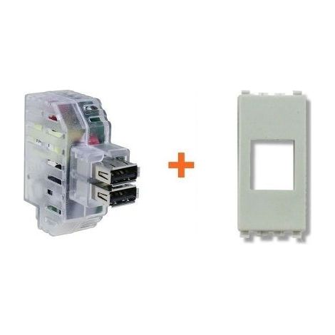 Fanton caricatore doppia presa USB A 5V 2,4A compatibile Vimar Arke bianca - 82892-AB