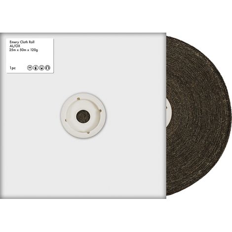 Papier de verre RS PRO grain P120, 50m x 25mm ( Prix pour 1 )