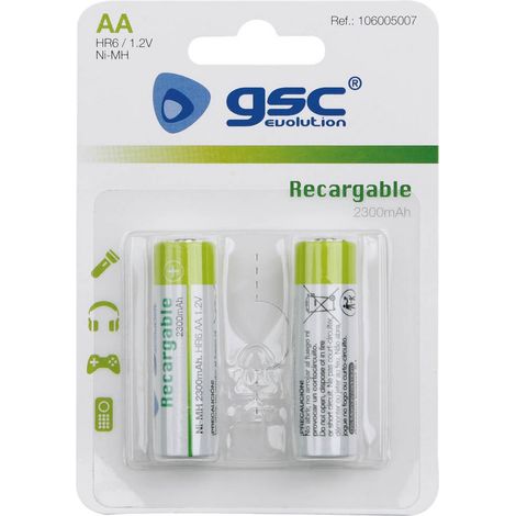 GSC 106005007 Pila recargable GSC HR6 (AA) 1,2V 2300mAh Blister 2uds (1/3)