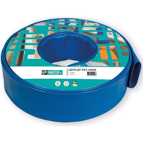 1 Tuyau plat, 50 mm, 25 m, PVC flexible, pour pompe immergée, piscine et drainage