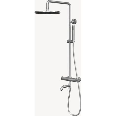 Colonne bain douche thermostatique nickel brossé  avec sécurité anti-brûlures - Corbeau