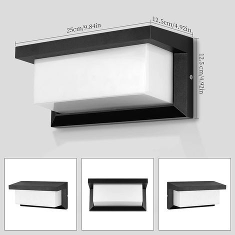 Netzbetriebene Außenwandleuchten, 18 W LED, IP65 wasserdicht, Aluminium, für Veranda, Haustür, Garage, Zaun, Garten, schwarz, kaltweiß (1/4)