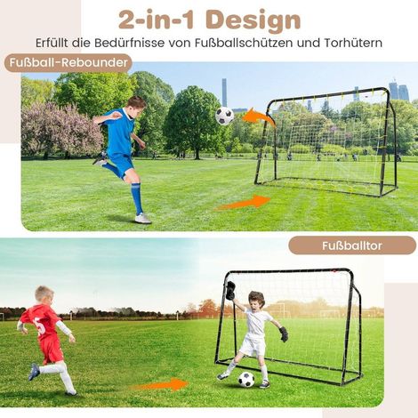 2 in 1 fuballtor rebounder fussballtore 187 x 60 x 102 1225 cm kinder fuballtor set hohenverstellbar schwarz