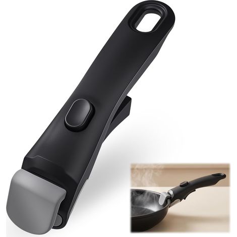 Poignée Amovible pour Casseroles et Poêles,Poignee Casserole Résistante au Chauffe (250°C),Construction en Silicone et Acier Inoxydable, Système à Un Bouton,Supporte jusqu’à 10kg,pour Cuisine (1/5)