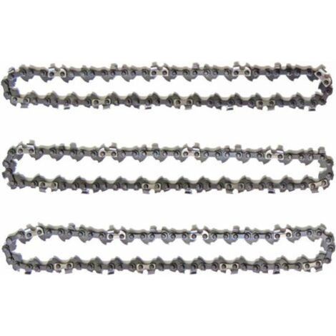 Juego de 3 cadenas telescópicas para podadora, cada una de 25 cm (10 pies) con 40 eslabones de transmisión, de bajo retroceso, para motosierras de hasta 42 cm³. (1/4)