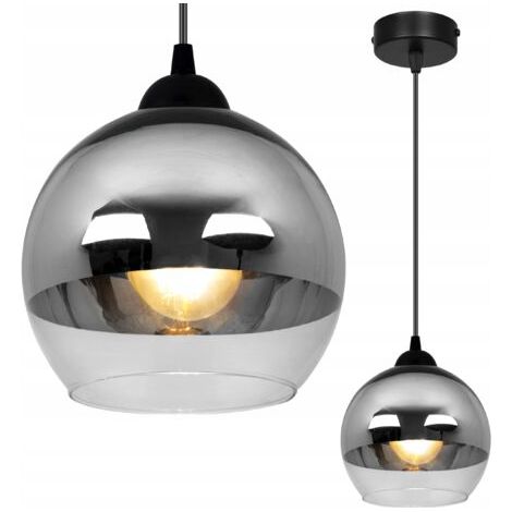 ÉLÉGANTE LAMPE SUSPENDU ABAT-JOUR EN VERRE CHROME LED (1/5)