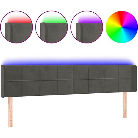 Maison Exclusive - LED Kopfteil Dunkelgrau 163x16x78/88 cm Samt (1/5)