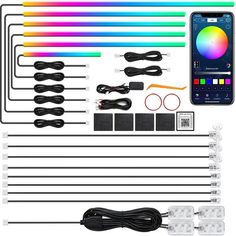 Kit éclairage ambiance LED voiture RGB 18 en 1 avec contrôle APP et musique