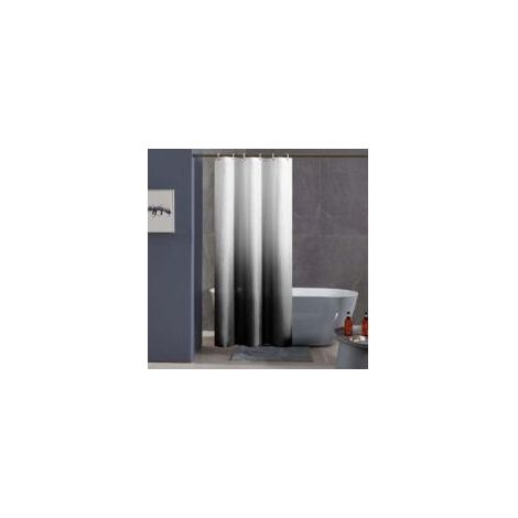 Noir Dégradé Rideau de Douche Anti Moisissure Tissu Lavable en Machine Petit Rideaux Douche pour Camping Car Cabine de Douche Imperméable en Polyest - Crezuo (1/4)