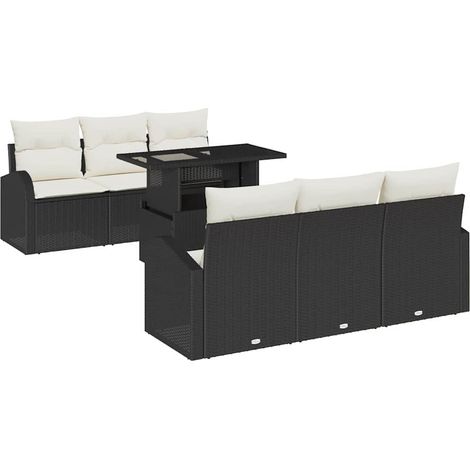 Maison Exclusive - Conjunto de sofá de jardín 7 pcs Negro Rattan (1/5)