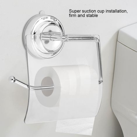 Lot de 2 Porte-Papier WC Adhésif Sans Percer, Support Rouleau Toilette Étanche pour Salle de Bain, Fixation par Ventouse à Vis, Idéal Maison et Hôtel (1/5)