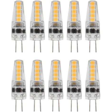 10pcs Ampoules LED G4, 2W 3000K AC 12-24V Ampoules à Intensité Variable pour Lustre Plafonnier Lampe de Table Blanc Chaud (1/5)