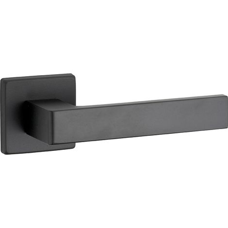 Maniglia di design Zibel, per porta, su rosetta quadrata, nero mat - FROSIO BORTOLO