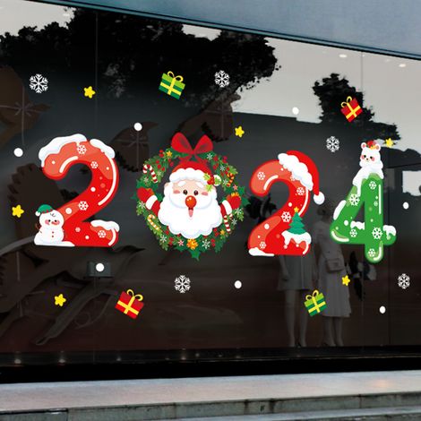 1pc Christmas Window Stickers, 2024 Christmas Decoration Window Stickers, Removable Reusable PVC Window Stickers, Suitable for Indoor Christmas Decoration (1/3)