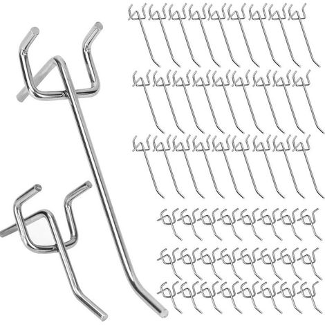 50 Pcs Crochets pour Panneau Perforé Porte Panneau Mural Crochets Muraux pour l'Affichage Au Détail 10 cm et 5 cm Crochet Simple Ensemble (1/5)