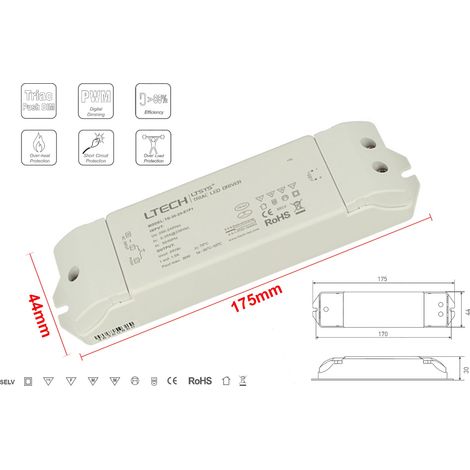 Alimentatore Dimmerabile CV 24V 36W Triac ELV Pulsante N.O. 3 In 1 Varialuce Su 220V (1/3)