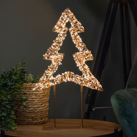 45cm Light up Rose Gold Christmas Tree on Metal Stand with Twinkling Warm White LEDs (1/5)