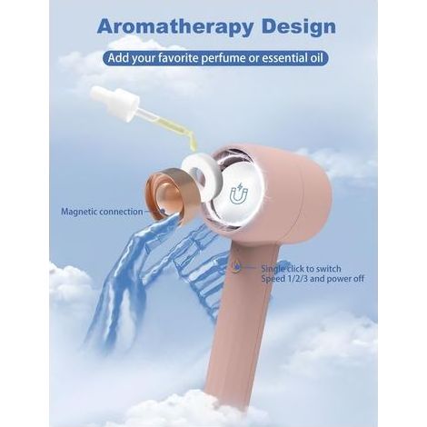 Wiederaufladbarer, tragbarer Ventilator mit Aromatherapiefunktion, 3 Geschwindigkeitsstufen, ideal für Reisen und zum Schminken, grün (1/4)