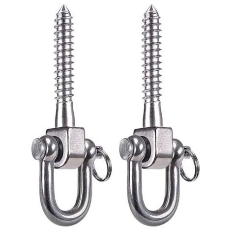 QORVA-Crochet pivotant à 180 ° en acier inoxydable : Capacité de charge de 800 kg, idéal pour les terrasses, les tapis de yoga et les hamacs. Lot de 2. (1/5)