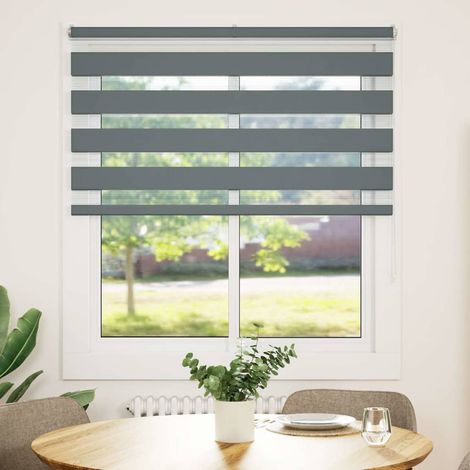 Maison Exclusive - Store zèbre gris foncé largeur du tissu 130,9 cm polyester