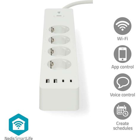 Smartlife power strip  wi fi  hybrid cee 77  usb a  usb c  16 a  3680 w  200 m  0 - 55 c  android  ios  white 88580871 88580871 88580871 88580871 88580871