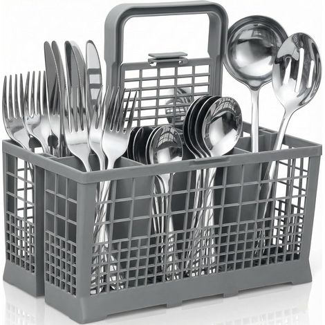 Panier à couverts universel JeiibrZui pour lave-vaisselle - 245 x 140 x 240 mm - 6 compartiments avec couvercle - Polyéthersulfone noir - Compatible Bosch, Siemens et Bauknecht (1/5)