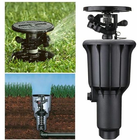 Aspersor de riego automático giratorio emergente con cabezal pulverizador para exteriores, jardín y césped, boquilla integrada de 1/2/3/4 pulgadas.