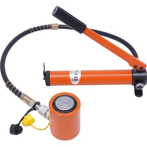 Conjunto de bomba hidráulica, presión máxima de 70 MPa, capacidad de 20 T, color naranja. (1/2)