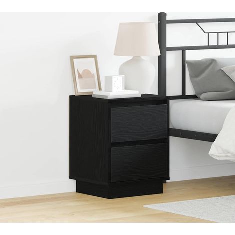 Nachttisch 2 pcs Schwarz Eichen-Optik 39 x 34,5 x 50 cm