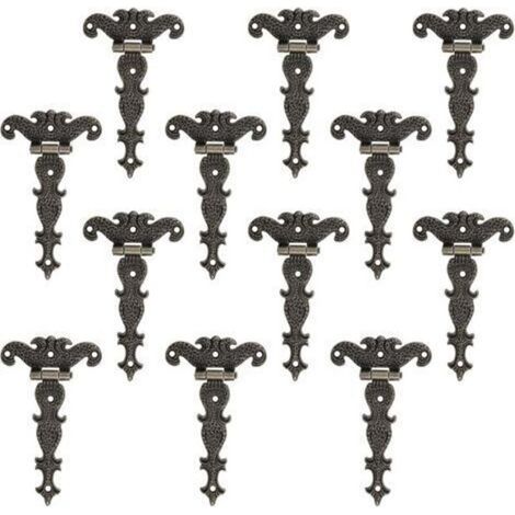 12 Pièces Charnière Rétro, Charnières Décoratives en Bronze Rétro Avec Vis de Montage, Convient à la Réparation de Décoration de Boîte à Outils de Meuble d'Armoire