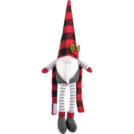 Décoration de Noël : embrasse de rideau mignonne avec boucle en fibre de polyester, ornement de Noël multifonctionnel, décoration intérieure à carreaux rouges. (1/5)