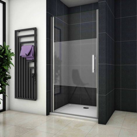 Box Doccia Per Nicchia 70x185cm Porta a Battente in Vetro 6 mm Temperato Semitrasparente/Opaco Centrale Anticalcare Telaio Cromo Lucido (1/5)