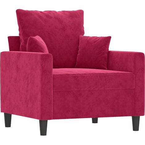 Fauteuil relax  Fauteuil Rouge bordeaux 60 cm Velours (1/5)