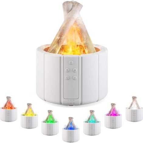 Humidificateur et diffuseur d'arômes à effet flamme Diffuseur d'huiles essentielles ultra-puissant avec lumière effet flamme de feu de camp, idéal pour les chambres, les maisons et les bureaux (1/5)