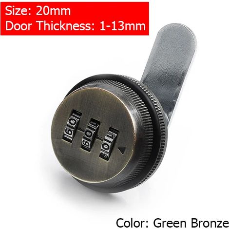 (Couleur bronze, 20 mm) Serrure à combinaison à came, serrure à combinaison pour armoire, serrure de sécurité en alliage de zinc (1/4)
