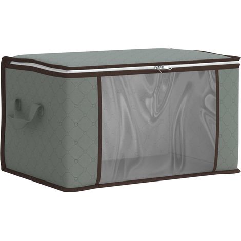 vidaXL Caja de almacenamiento con ventana lateral transparente Gris (1/2)