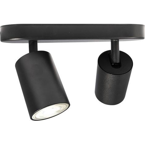 Spot de Plafond à 2 Lampes en Saillie Noir Culot GU10 Sans Citron Ampoule non Incluse Moderne Spots Muraux Intérieurs (1/5)